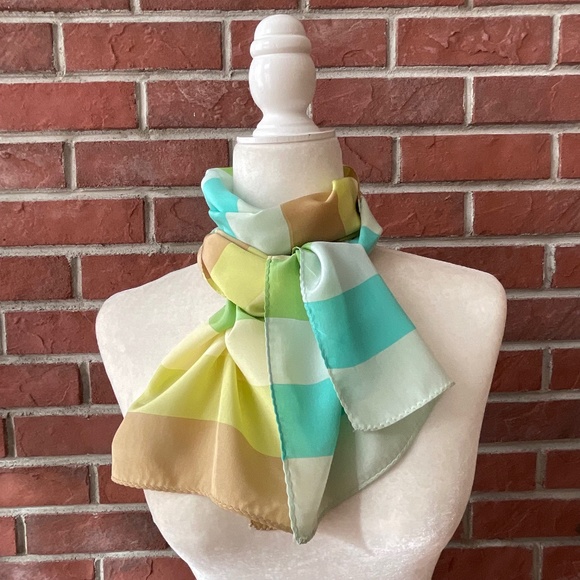 •Echo Vintage Striped 100%Silk Signed Logo Scarf 54”x11” - Picture 1 of 10